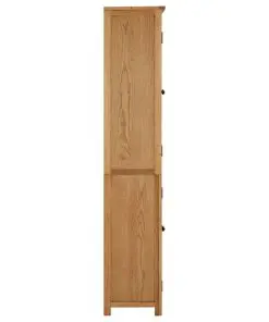 vidaXL Bookcase with 4 Doors 90x35x200 cm Solid Oak Wood and Glass