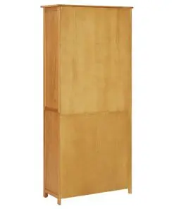 vidaXL Bookcase with 4 Doors 90x35x200 cm Solid Oak Wood and Glass