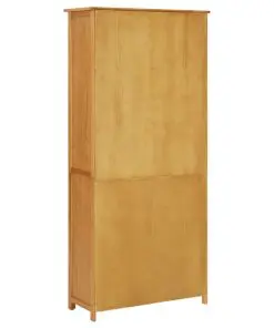 vidaXL Bookcase with 4 Doors 80x35x180 cm Solid Oak Wood and Glass