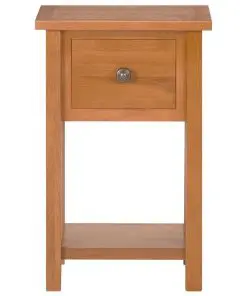 vidaXL Magazine Table with Drawer 35x27x55 cm Solid Oak Wood