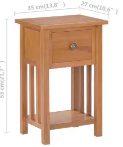 vidaXL Magazine Table with Drawer 35x27x55 cm Solid Oak Wood