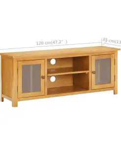vidaXL TV Cabinet 120x35x48 cm Solid Oak Wood