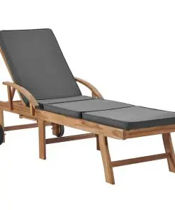 vidaXL Sun Loungers with Cushions 2 pcs Solid Teak Wood Dark Grey