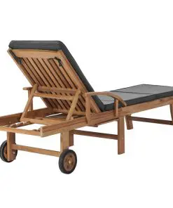 vidaXL Sun Loungers with Cushions 2 pcs Solid Teak Wood Dark Grey