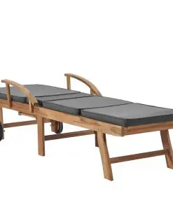 vidaXL Sun Loungers with Cushions 2 pcs Solid Teak Wood Dark Grey