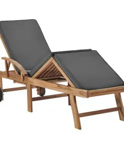 vidaXL Sun Loungers with Cushions 2 pcs Solid Teak Wood Dark Grey