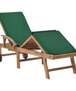 vidaXL Sun Loungers with Cushions 2 pcs Solid Teak Wood Green