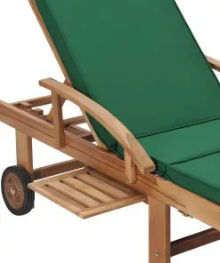 vidaXL Sun Loungers with Cushions 2 pcs Solid Teak Wood Green