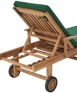 vidaXL Sun Loungers with Cushions 2 pcs Solid Teak Wood Green