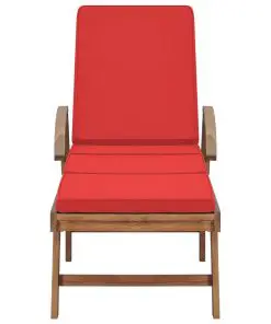 vidaXL Sun Loungers with Cushions 2 pcs Solid Teak Wood Red