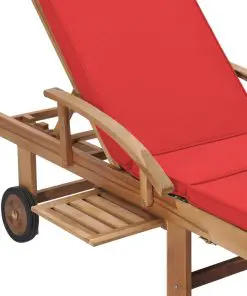 vidaXL Sun Loungers with Cushions 2 pcs Solid Teak Wood Red