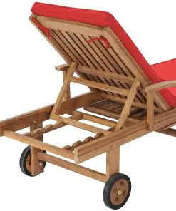 vidaXL Sun Loungers with Cushions 2 pcs Solid Teak Wood Red
