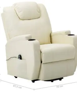 vidaXL Stand-up Recliner Cream White Faux Leather (AU only)