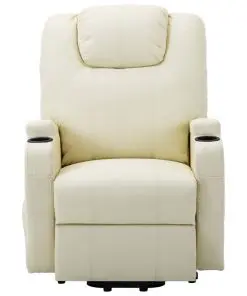 vidaXL Stand-up Massage Recliner Cream White Faux Leather (AU only)
