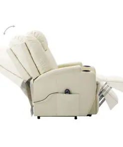 vidaXL Stand-up Massage Recliner Cream White Faux Leather (AU only)