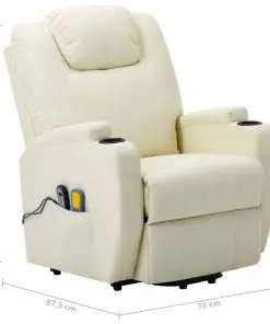 vidaXL Stand-up Massage Recliner Cream White Faux Leather (AU only)