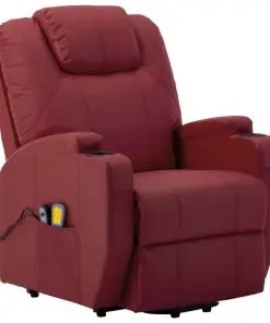 vidaXL Stand-up Massage Recliner Wine Red Faux Leather (AU only)