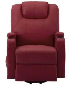 vidaXL Stand-up Massage Recliner Wine Red Faux Leather (AU only)