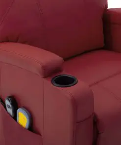 vidaXL Stand-up Massage Recliner Wine Red Faux Leather (AU only)