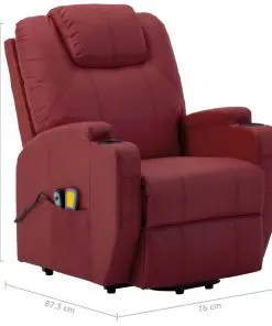 vidaXL Stand-up Massage Recliner Wine Red Faux Leather (AU only)