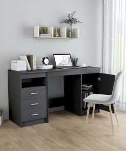 vidaXL Desk Grey 140x50x76 cm Chipboard