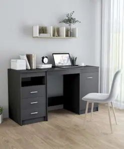 vidaXL Desk Grey 140x50x76 cm Chipboard