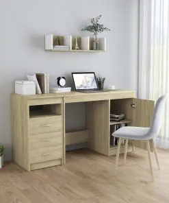 vidaXL Desk Sonoma Oak 140x50x76 cm Chipboard