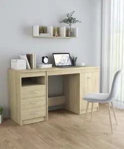 vidaXL Desk Sonoma Oak 140x50x76 cm Chipboard