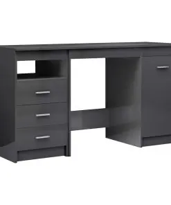 vidaXL Desk High Gloss Grey 140x50x76 cm Chipboard