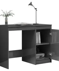 vidaXL Desk High Gloss Grey 140x50x76 cm Chipboard