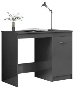 vidaXL Desk High Gloss Grey 140x50x76 cm Chipboard
