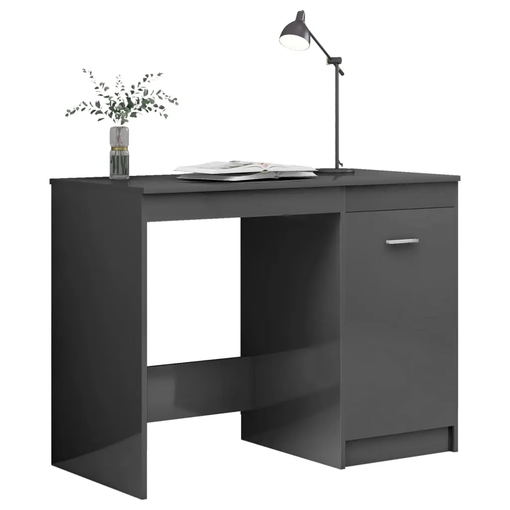 vidaXL Desk High Gloss Grey 140x50x76 cm Chipboard