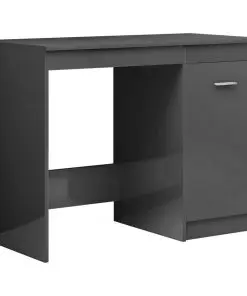 vidaXL Desk High Gloss Grey 140x50x76 cm Chipboard