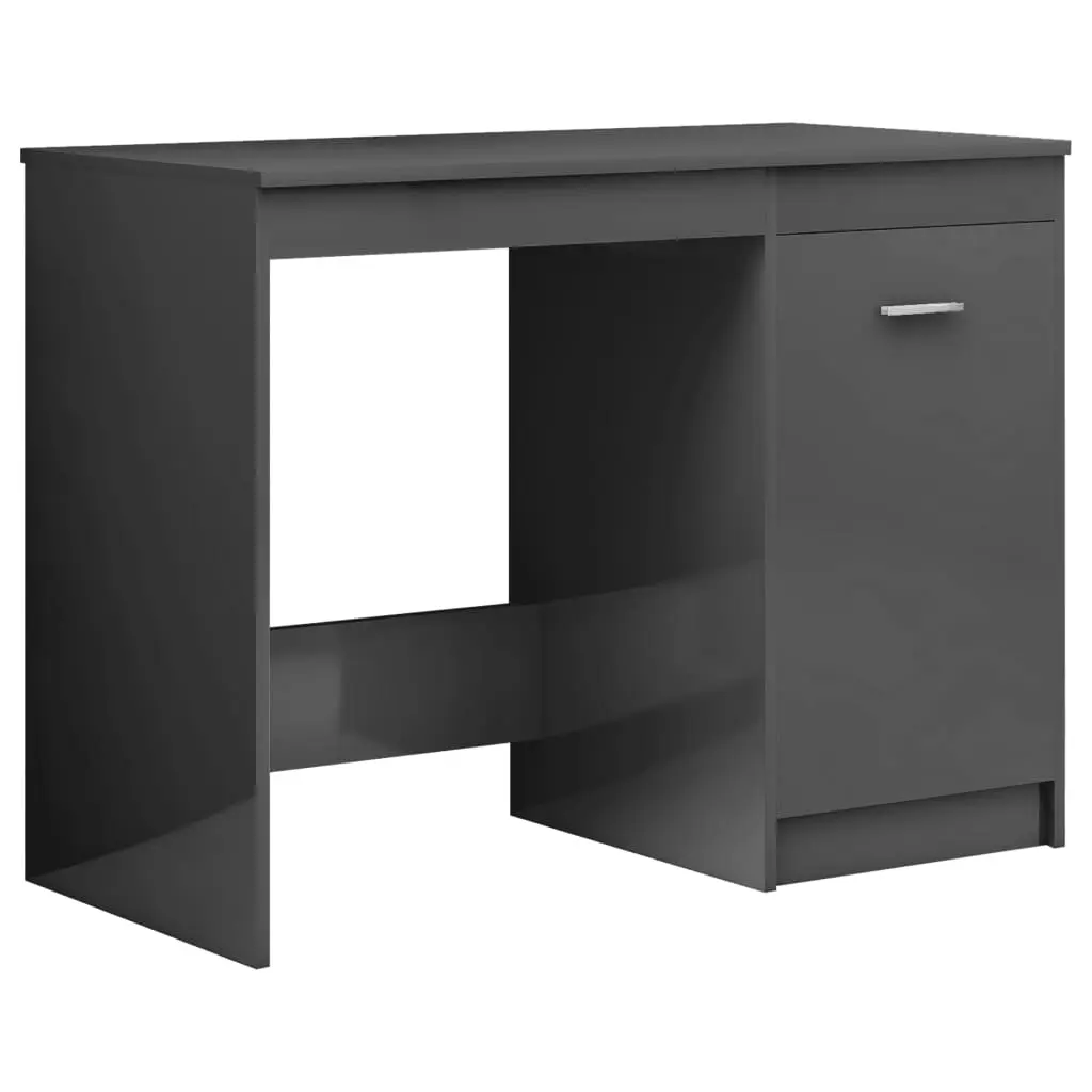 vidaXL Desk High Gloss Grey 140x50x76 cm Chipboard