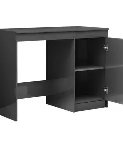 vidaXL Desk High Gloss Grey 140x50x76 cm Chipboard