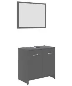 vidaXL Bathroom Furniture Set Grey Chipboard