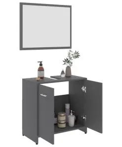 vidaXL Bathroom Furniture Set Grey Chipboard