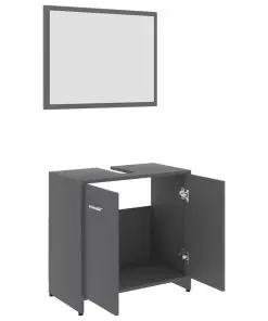 vidaXL Bathroom Furniture Set Grey Chipboard