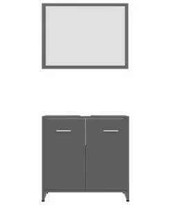 vidaXL Bathroom Furniture Set Grey Chipboard