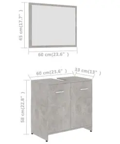vidaXL Bathroom Furniture Set Concrete Grey Chipboard
