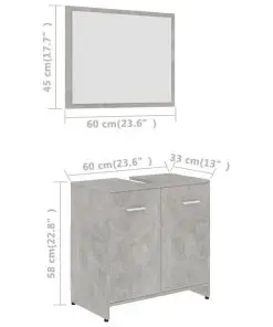 vidaXL Bathroom Furniture Set Concrete Grey Chipboard