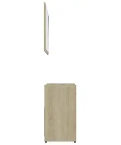 vidaXL Bathroom Furniture Set White and Sonoma Oak Chipboard