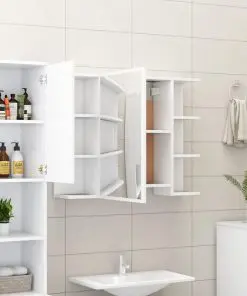 vidaXL Bathroom Mirror Cabinet White 80×20.5×64 cm Chipboard