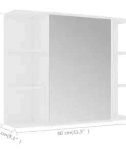vidaXL Bathroom Mirror Cabinet White 80×20.5×64 cm Chipboard