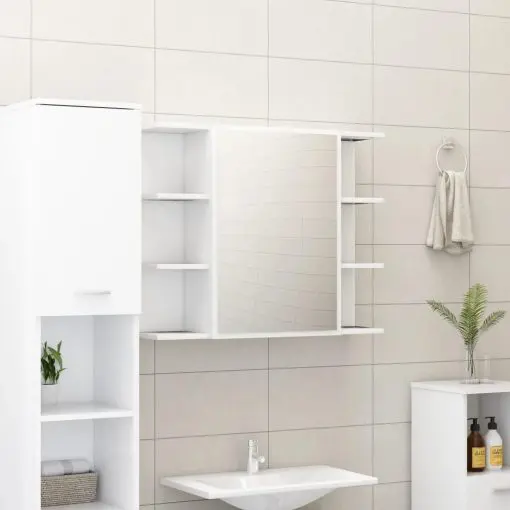 vidaXL Bathroom Mirror Cabinet White 80×20.5×64 cm Chipboard