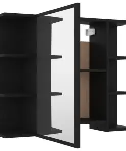 vidaXL Bathroom Mirror Cabinet Black 80×20.5×64 cm Chipboard