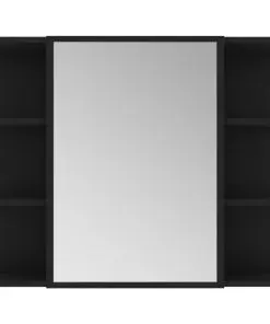vidaXL Bathroom Mirror Cabinet Black 80×20.5×64 cm Chipboard