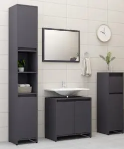vidaXL Bathroom Furniture Set Grey Chipboard