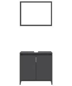 vidaXL Bathroom Furniture Set Grey Chipboard