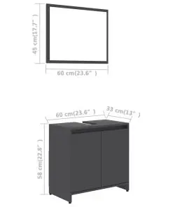 vidaXL Bathroom Furniture Set Grey Chipboard